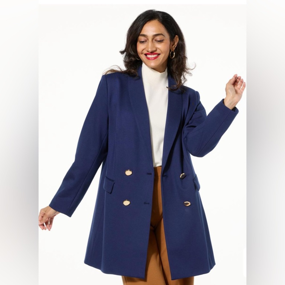 Colleen Lopez Double Breasted Ponte Knit Blazer